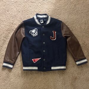 Janie and Jack Navy and Brown Varsity Jacket